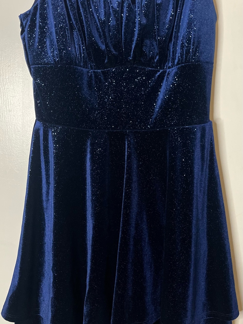 Emerald Sundae Navy Blue Velvet Sparkle Party Dress